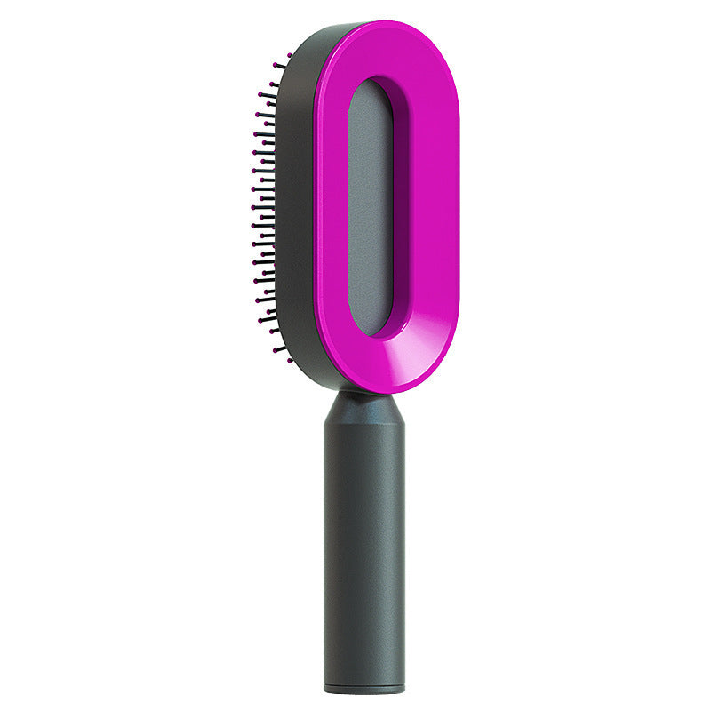 Self-Cleaning Hair Brush for Women – Anti-Static Scalp Massage Comb with One-Key Hair Removal