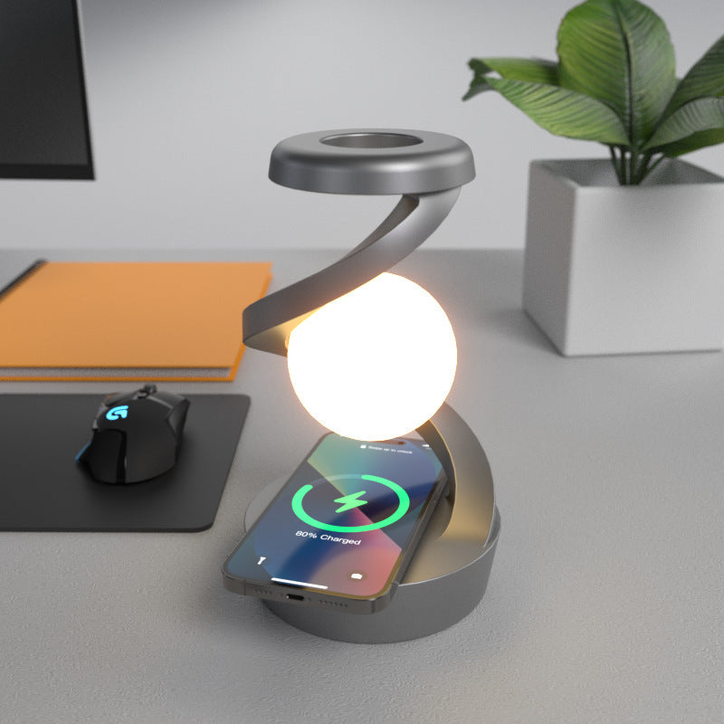 Rotating Moon Desk Lamp with Wireless Phone Charging – Futuristic Glow Meets Modern Functionality