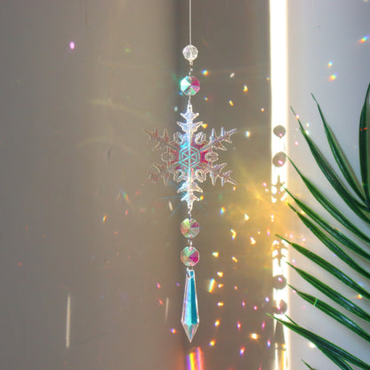 Christmas Tree Hanging Dreamcatcher – AB Color Acrylic Snowflake Ornaments for Holiday Decoration
