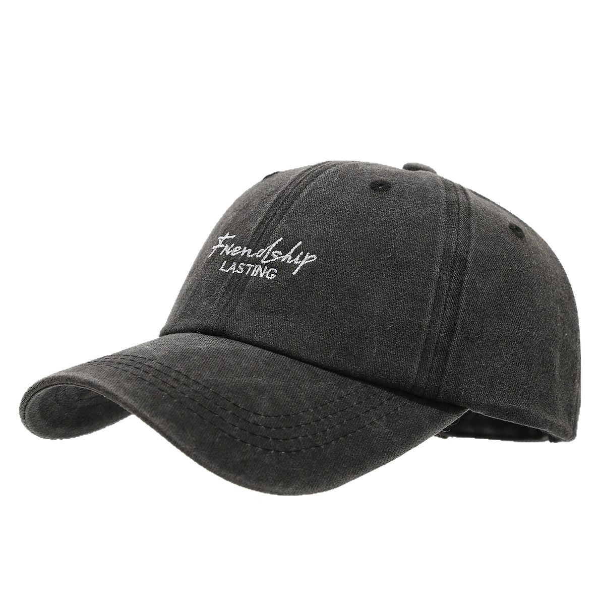 Unisex Vintage Distressed Peaked Cap – Soft Top Retro-Style Adjustable Hat for Couples