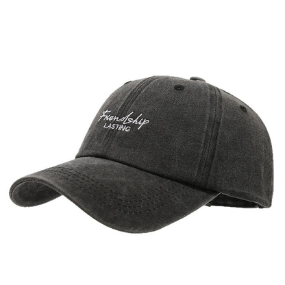 Unisex Vintage Distressed Peaked Cap – Soft Top Retro-Style Adjustable Hat for Couples