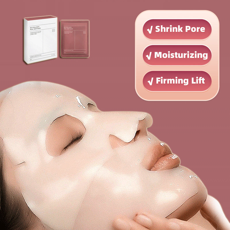 Collagen Face Mask – Pore-Shrinking, Moisturizing, Brightening &amp; Firming Skincare Sheet (Box of 4, 34g each)